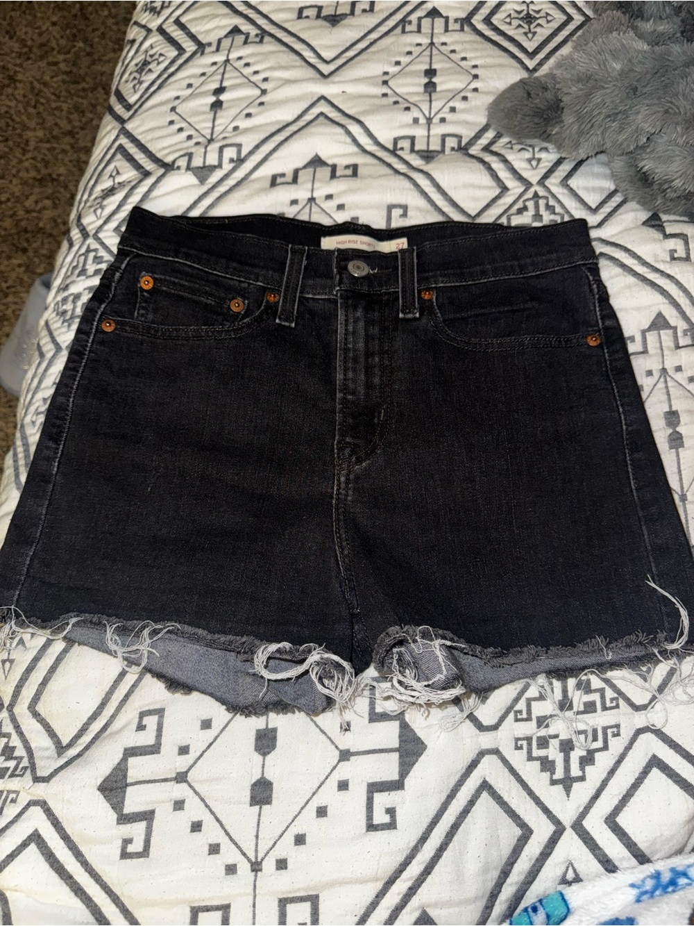 Levi's Black Raw-Hem Denim Cutoff Shorts